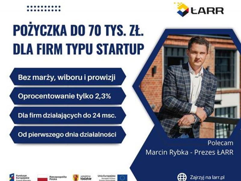Na zdjęciu baner ŁARR z pożyczką dla przedsiębiorców startup