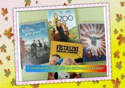 Na zdjęciu baner Bajania na szklanym ekranie w MBP. Na banerze filmy dvd z bajkami