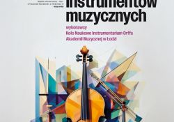 Na zdjęciu plakat koncertu edukacyjnego w MCK Tkacz. Na plakacie grafika instrumentów muzycznych